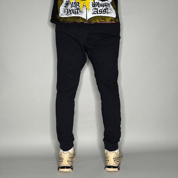 Vintage Y2K Nike Sweatpants Mens L Black White Swoosh Cotton Joggers - Picture 3 of 4